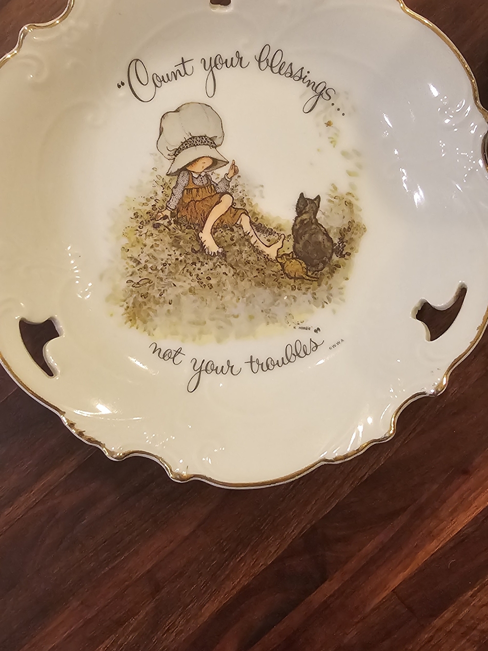 Holly Hobbie Bowl Vintage 'Count Your Blessings' Decorative 80s Decor Home